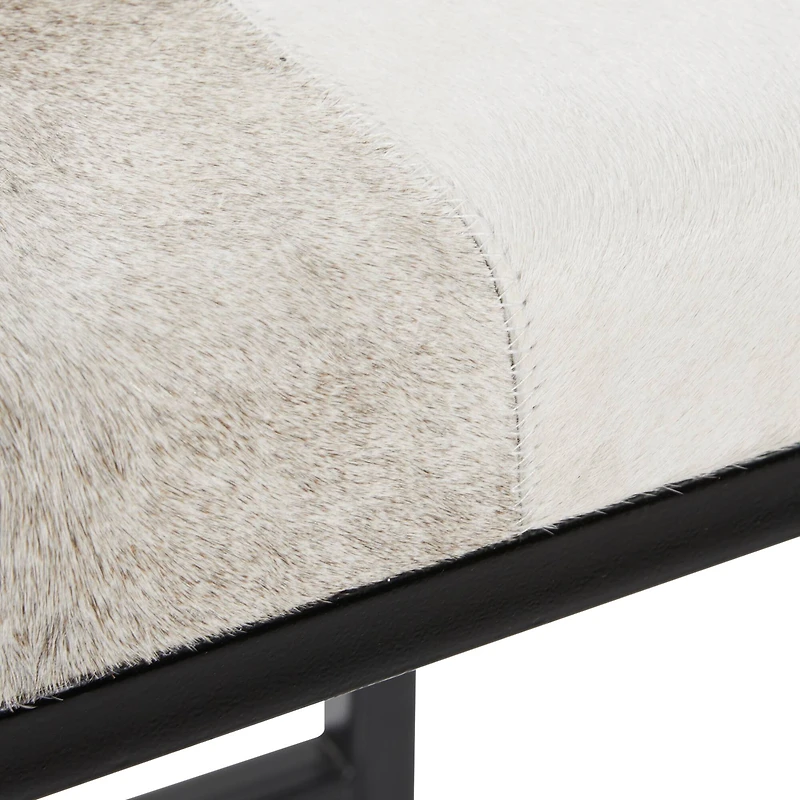 Black Iron and Leather Industrial Stool, 24" x 14" x 14"