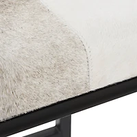 Black Iron and Leather Industrial Stool, 24" x 14" x 14"