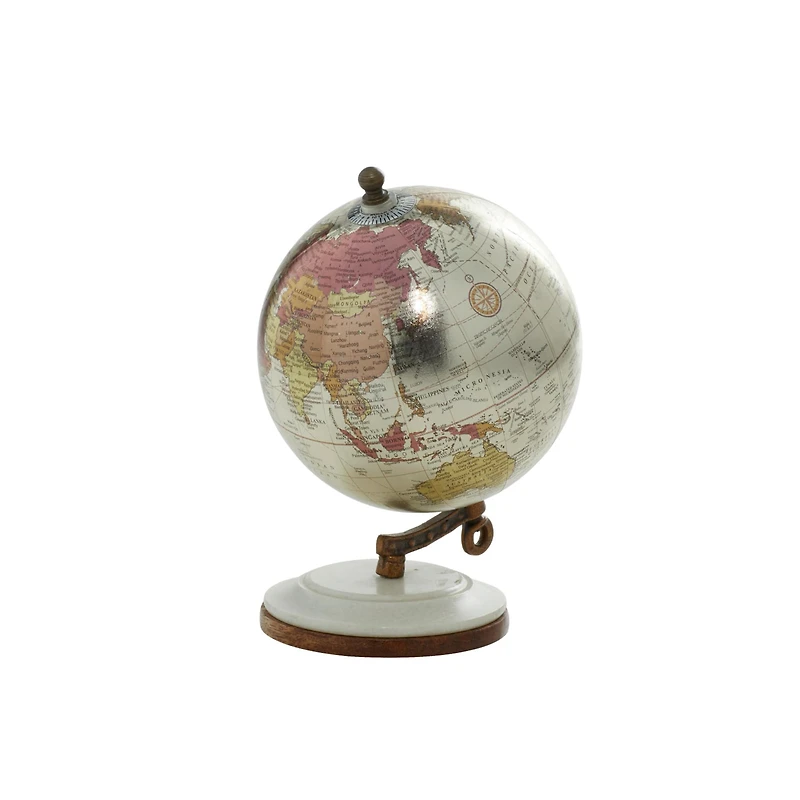 7" White Metal Modern Globe