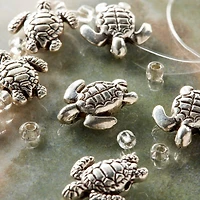Silver Sea Turtle Metal Beads, 18mm by Bead Landing™