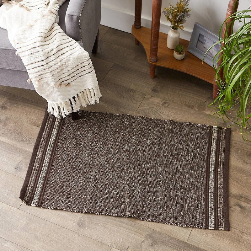 DII® Modern Stripe Variegated Handwoven Recycled Yarn Rug