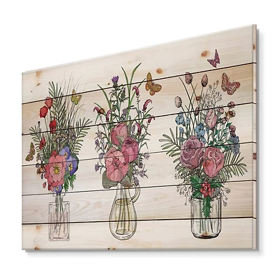 Designart - Bouquets Of Wildflowers In Transparent Vases II