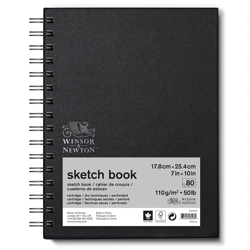 Winsor & Newton Sketch Book, Spiral-Bound, 7" x 10"