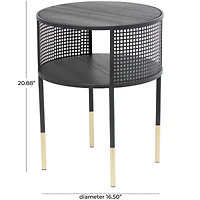 21" Black Metal Open Grid Frame Accent Table