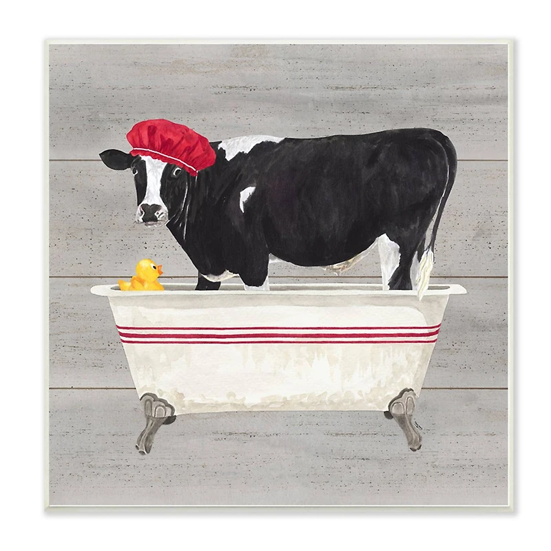 Stupell Industries Bath Time For Cows Wall Plaque