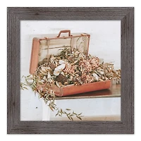 Suitcase Hydrangeas 16" x 16" Western Gray Framed Print