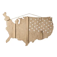 Glitzhome® 32.5" Wooden Patriotic America Map Wall Décor