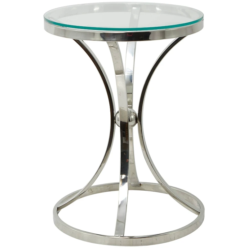 Silver Stainless Steel Contemporary Accent Table, 18" x 18" x 25"