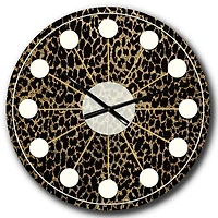 Designart 'Leopard Fur Safari V Mid-Century Modern Wall Clock
