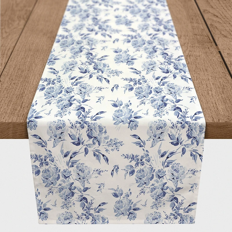 Chinoiserie Blues Outdoor Table Runner