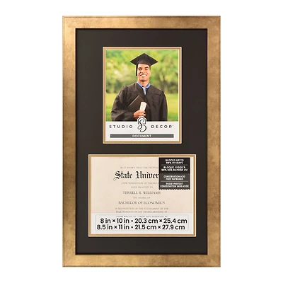 6 Pack: 2 Opening 8.5" x 11" Gold Document Frame with Double Mat by Studio Décor®