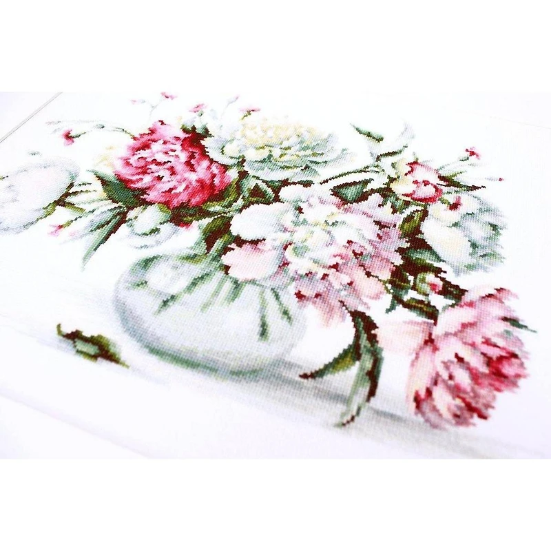 Luca-s Peonies Counted Cross Stitch Kit
