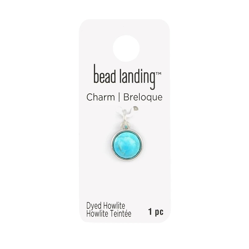 Round Turquoise Dyed Howlite Charm by Bead Landing™