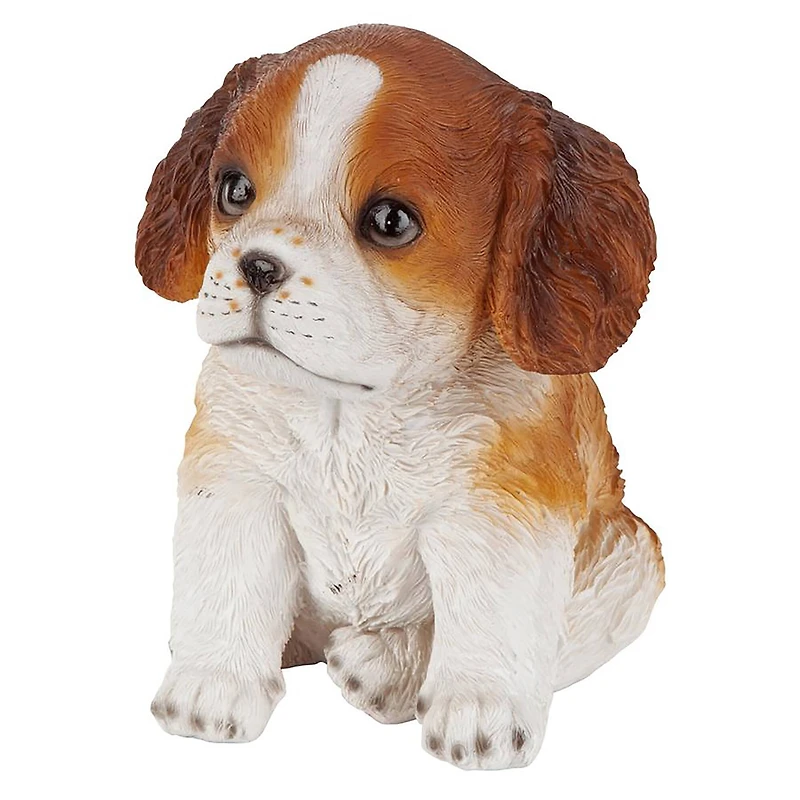 Design Toscano 6" & White Cavalier King Charles Puppy Partner Collectible Dog Statue