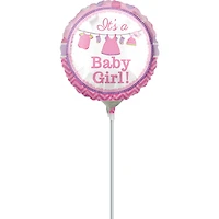 9" It's a Girl Foil Balloon Stick