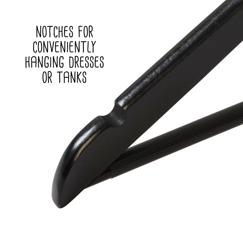 Honey Can Do Black Non-Slip Swivel Hook Wood Hangers, 24ct.