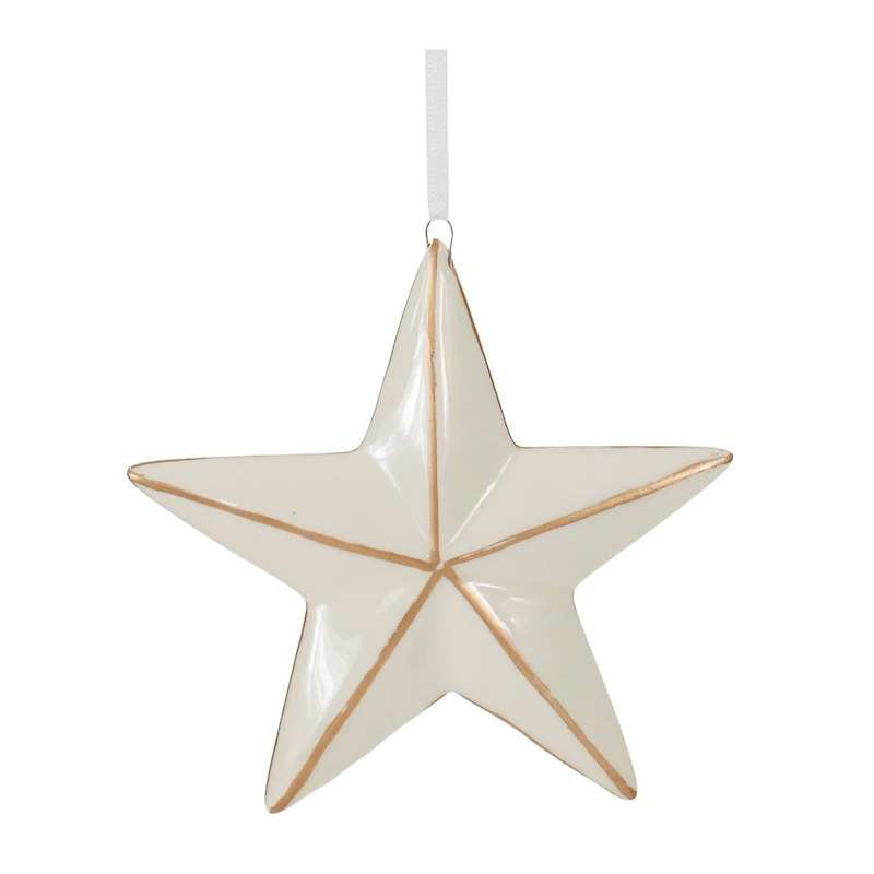 4" Ceramic Star & Snowflake Ornaments Set