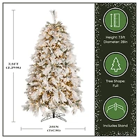 7.5ft. Pre-Lit Flocked Bavarian Pine Artificial Christmas Tree, Clear Lights