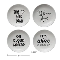 Hello Honey® 5" Wine Saying Stoneware Dishes, 4ct.