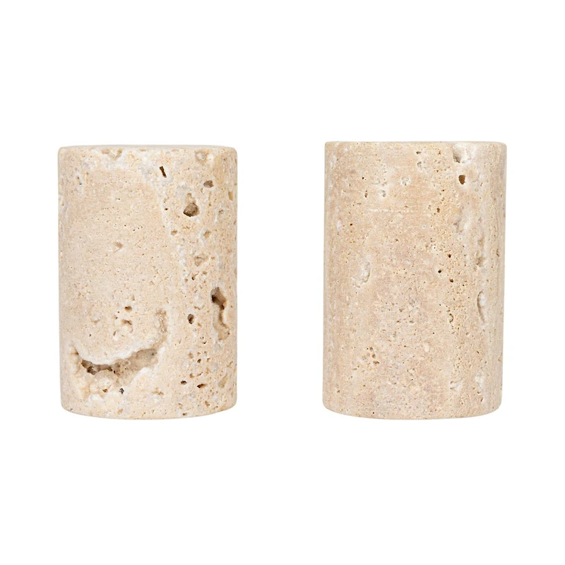 Hello Honey® Natural Round Travertine Salt & Pepper Shaker Set