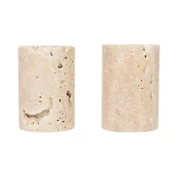 Hello Honey® Natural Round Travertine Salt & Pepper Shaker Set