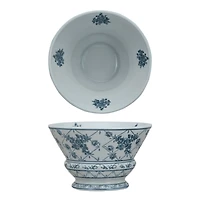 Hello Honey® 10" Blue & White Round Blossom Porcelain Bowl