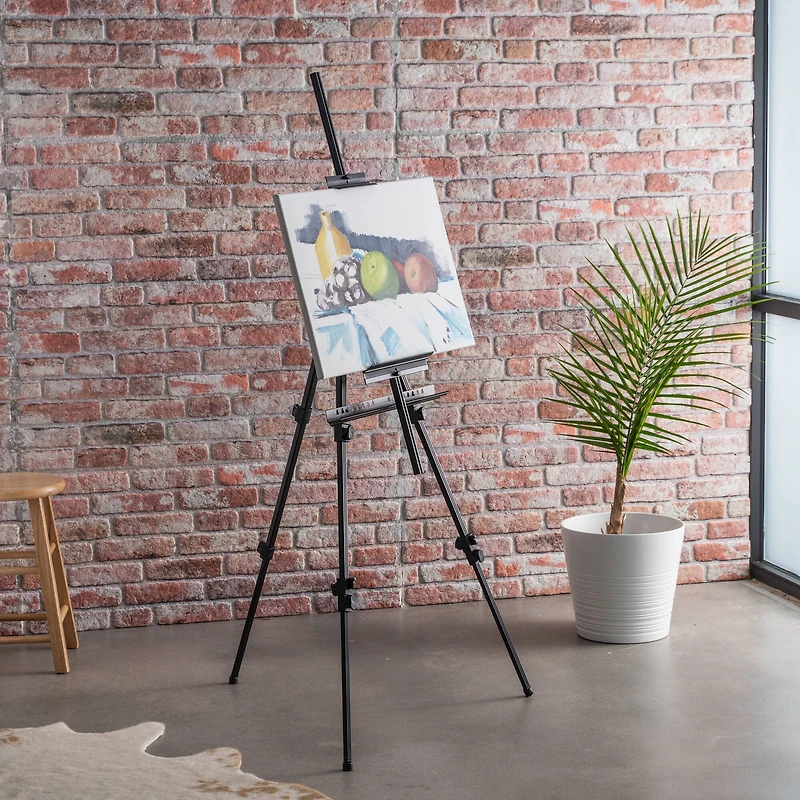 Adjustable Black Aluminum Floor Easel by Artist's Loft™