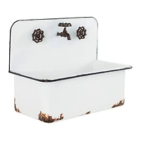 White Metal Wash Basin Planter Set