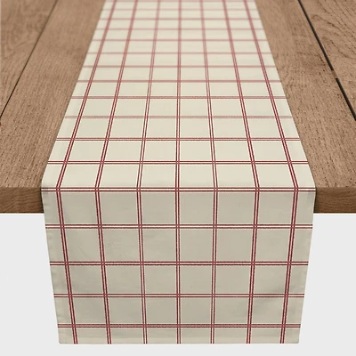 90" & Cream Check Cotton Twill Runner