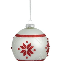4" Glittered Snowflake Glass Ball Ornament