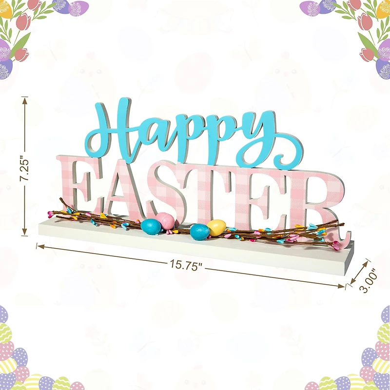 Glitzhome® 15.75" Easter Wooden "Happy Easter" Table Décor