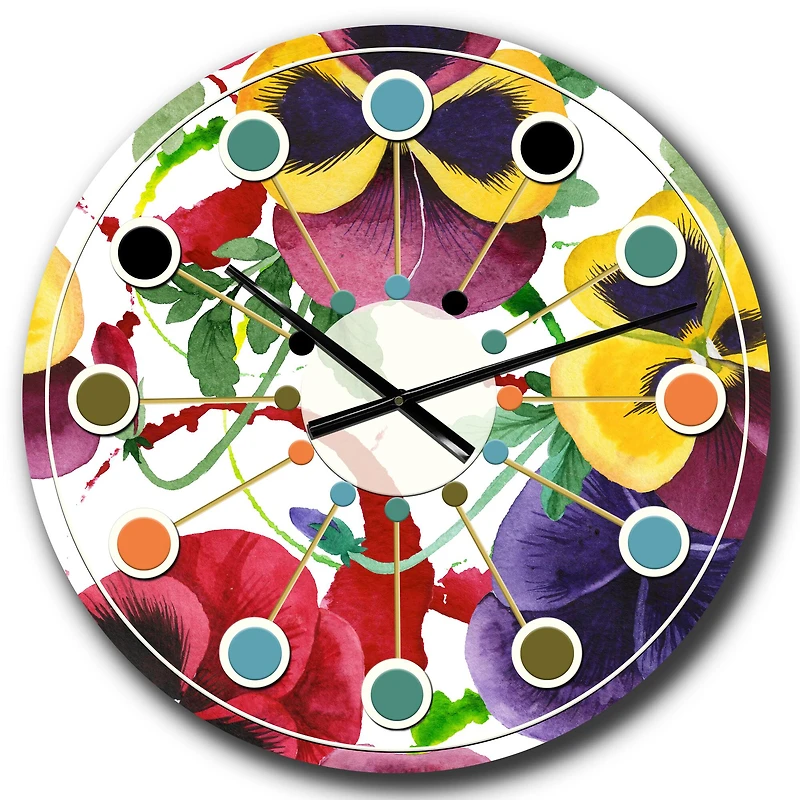 Designart Floral Botanical Retro VIII Mid-Century Modern Wall Clock