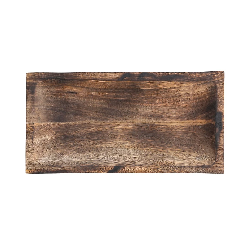 Hello Honey® 15" Burnt Finish Hand-Carved Mango Wood Tray