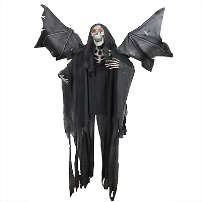66" Pre-Lit Black & Red Sonic Skeletal Reaper with Wings Halloween Décor