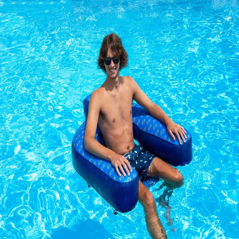 Solstice 4ft. Blue Inflatable Pool Hammock Chair Lounger