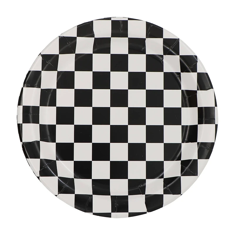 24 Packs: 10 ct. (240 total) 7" Black & White Checkered Snack Plates by Celebrate It™
