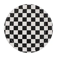 24 Packs: 10 ct. (240 total) 7" Black & White Checkered Snack Plates by Celebrate It™
