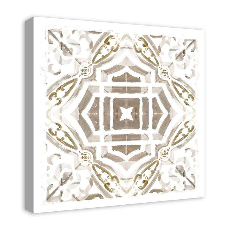 Gray And Gold Medallion 20" x 20" Canvas Wall Art