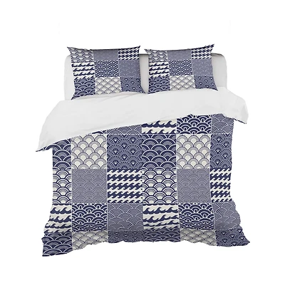 Designart Japanese Ocean Wave Pattern Coastal Duvet Cover Set