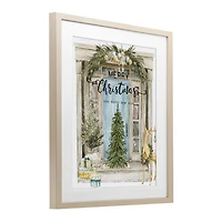 Stupell Industries Merry Christmas Door & Tree Framed Print Under Glass Wall Art