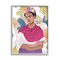 Stupell Industries Frida Posing with Paint Brush Wall Art in Gray Frame