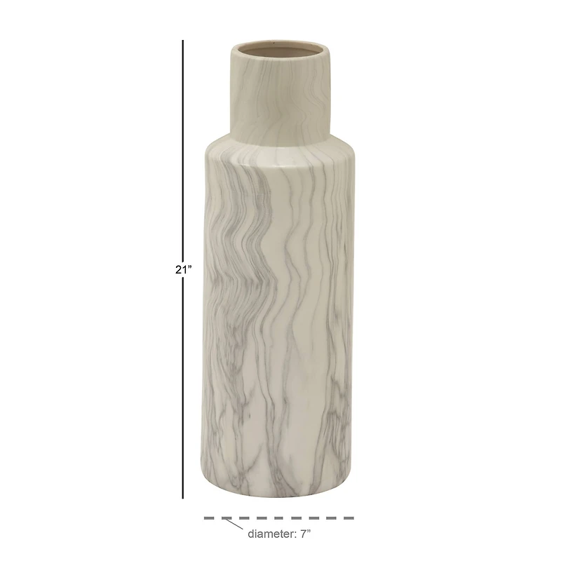 21" White Ceramic Contemporary Vase