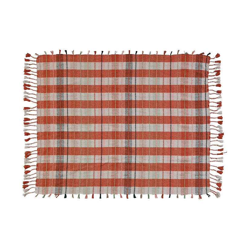 Hello Honey® Warm Tone Plaid Cotton Blend Throw Blanket
