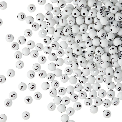 Number Acrylic Round Craft Beads by Bead Landing™, 7.5mm