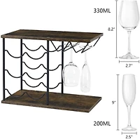 NEX™ 16.5" Dark Brown Countertop Wine Bottle & Glass Rack