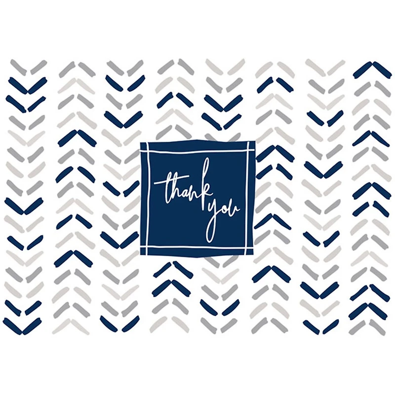 JAM Paper White, Gray & Blue Trendy Blank Thank You Cards Set, 36ct.