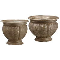 Distressed Metal Urn Set