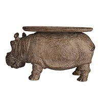 Hello Honey® 16.75" Gray Decorative Hippo Pedestal with Distressed Finish