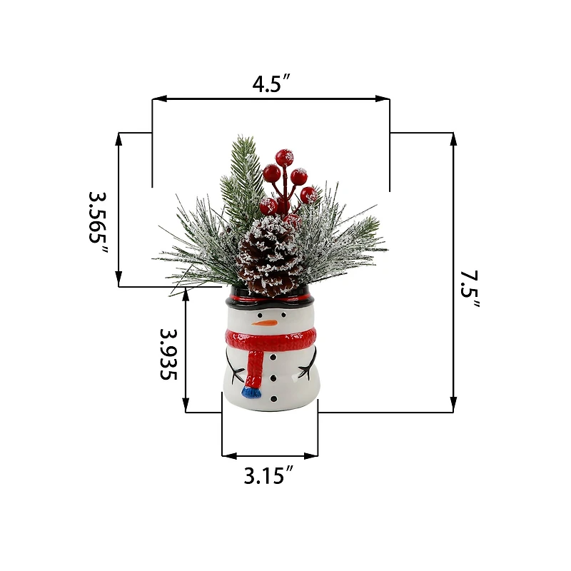 Christmas Mix In 8" Snowman Ceramic Pot