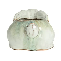 Hello Honey® 8.25" White & Marine Rabbit Stoneware Planter